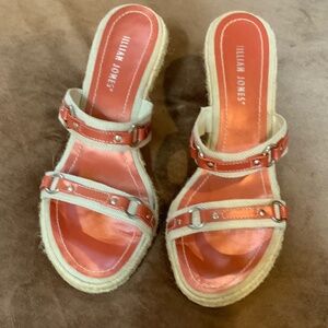 Jillian Jones Orange 8 Platform Leather Sandals Cottagecore Coastal Date